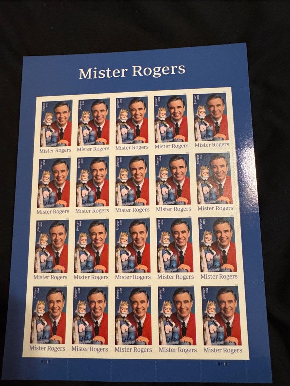 Forever Mister Roger Stamps 5 sheets 20 per sheet (100 forever stamps)